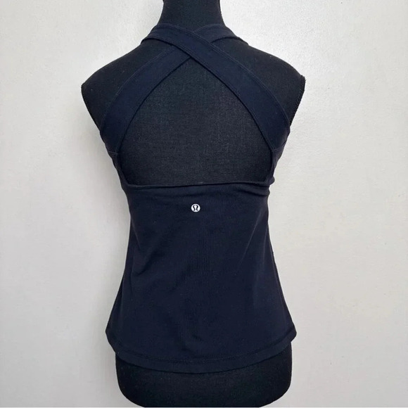Lululemon Womens 6 Cross Back Cropped Tank In Black - Picture 2 of 10